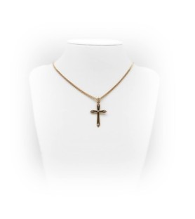 Collana con croce in argento 925 e punti luce in cristallo Swarovski con finitura placcata in oro 16 kt