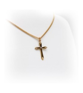 Collana con croce in argento 925 e punti luce in cristallo Swarovski con finitura placcata in oro 16 kt