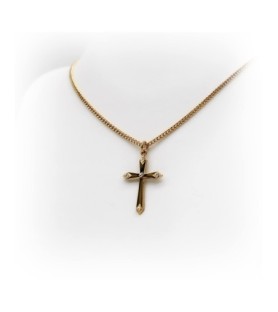 Collana con croce in argento 925 e punti luce in cristallo Swarovski con finitura placcata in oro 16 kt