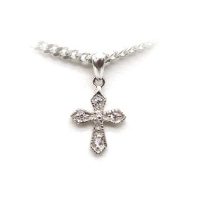 Collana in acciaio con crocefisso in argento 925 e zirconi