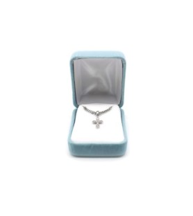 Collana in acciaio con crocefisso in argento 925 e zirconi