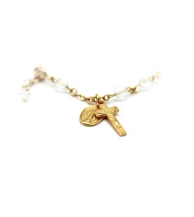 Bracciale rosario in argento 925 placcato in oro con cristalli trasparenti