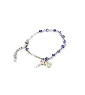 Bracciale rosario in argento 925 con grani in tanzanite azzurra