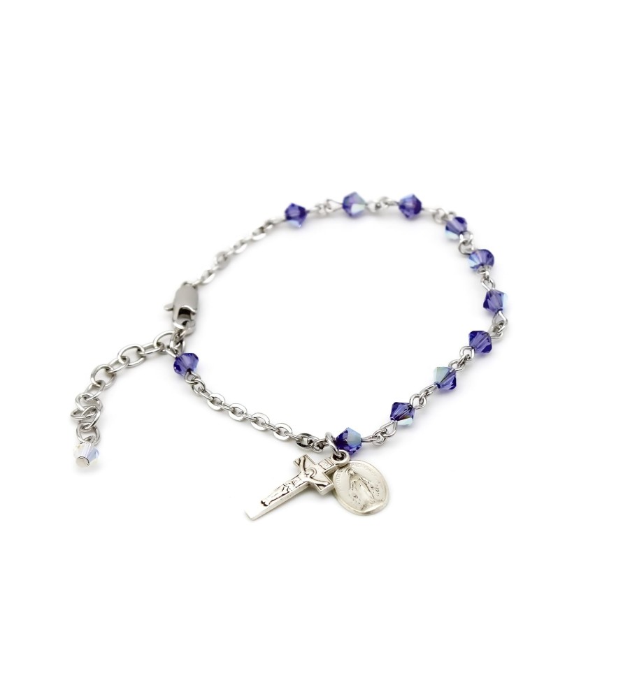 Bracciale rosario in argento 925 con grani in tanzanite azzurra Bracciale rosario in argento 925 con grani in tanzanite azzurra