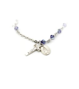 Bracciale rosario in argento 925 con grani in tanzanite azzurra