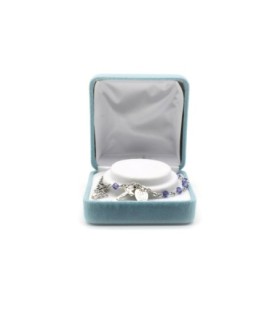 Bracciale rosario in argento 925 con grani in tanzanite azzurra