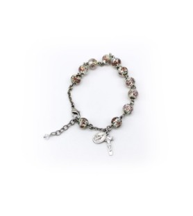 Bracciale rosario in argento 925 con grani in vetro di Murano