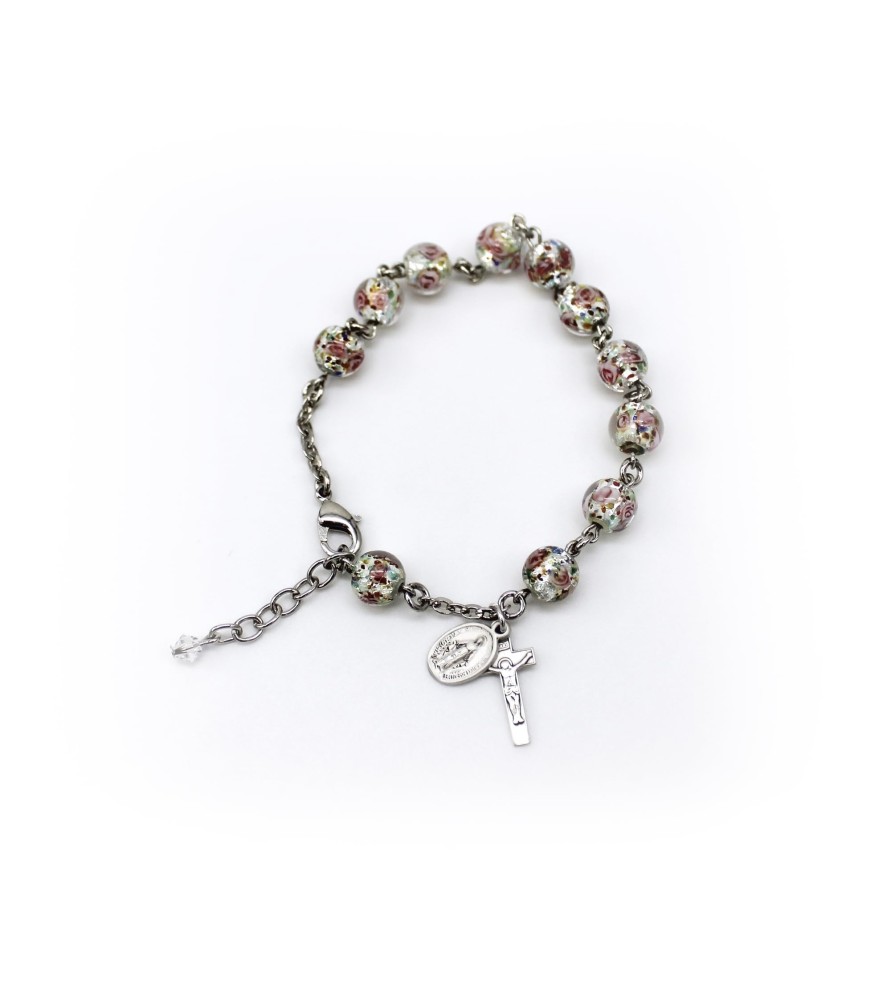 Bracciale rosario in argento 925 con grani in vetro di Murano Bracciale rosario in argento 925 con grani in vetro di Murano