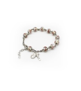 Bracciale rosario in argento 925 con grani in vetro di Murano