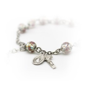 Bracciale rosario in argento 925 con grani in vetro di Murano