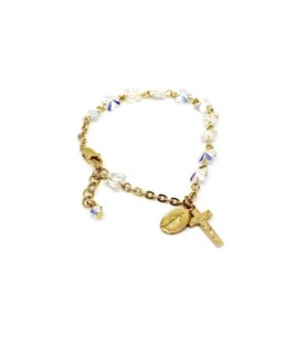 Bracciale rosario in argento 925 con grani in cristallo Swarovski trasparente a forma di farfalla