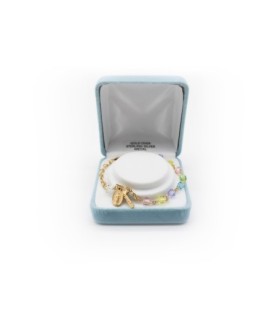 Bracciale rosario in argento 925 con grani in cristallo Swarovski multicolor a forma cubica