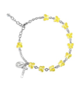Bracciale rosario in argento 925 con grani in cristallo giallo