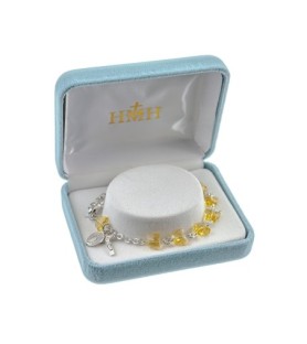 Bracciale rosario in argento 925 con grani in cristallo giallo