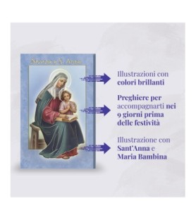 Opuscolo di 24 pagine con la novena a Sant'Anna, illustrazioni a colori e rosario in vetro incluso