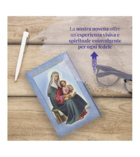 Opuscolo di 24 pagine con la novena a Sant'Anna, illustrazioni a colori e rosario in vetro incluso