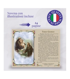 Opuscolo di 24 pagine con la novena a Sant'Antonio, illustrazioni a colori e rosario in vetro incluso