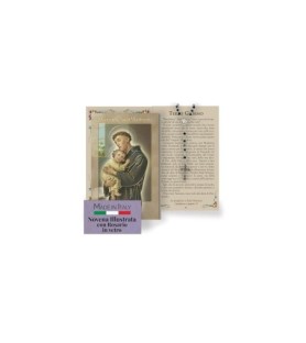Opuscolo di 24 pagine con la novena a Sant'Antonio, illustrazioni a colori e rosario in vetro incluso
