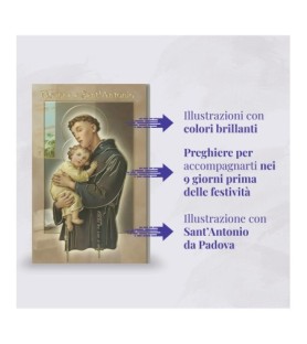 Opuscolo di 24 pagine con la novena a Sant'Antonio, illustrazioni a colori e rosario in vetro incluso