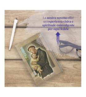 Opuscolo di 24 pagine con la novena a Sant'Antonio, illustrazioni a colori e rosario in vetro incluso