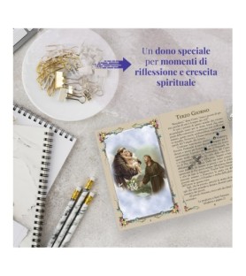 Opuscolo di 24 pagine con la novena a Sant'Antonio, illustrazioni a colori e rosario in vetro incluso