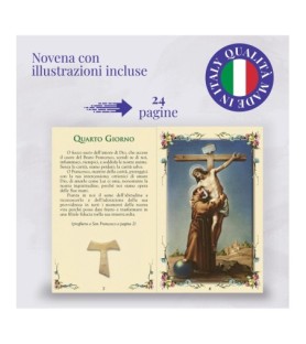 Opuscolo di 24 pagine con la novena a San Francesco, illustrazioni a colori e rosario in vetro incluso