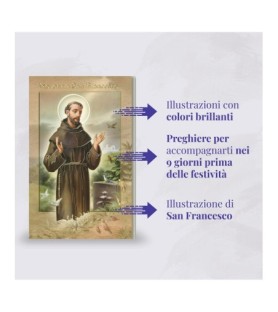 Opuscolo di 24 pagine con la novena a San Francesco, illustrazioni a colori e rosario in vetro incluso