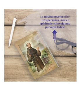 Opuscolo di 24 pagine con la novena a San Francesco, illustrazioni a colori e rosario in vetro incluso