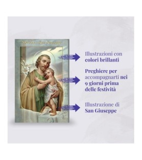Opuscolo di 24 pagine con la novena a San Giuseppe, illustrazioni a colori e rosario in vetro incluso