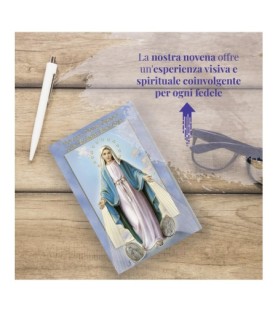 Opuscolo di 24 pagine con la novena a Nostra Signora Miracolosa, illustrazioni a colori e rosario in vetro incluso