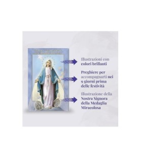 Opuscolo di 24 pagine con la novena a Nostra Signora Miracolosa, illustrazioni a colori e rosario in vetro incluso