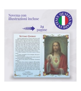 Opuscolo di 24 pagine con la novena al Sacro Cuore di Gesù, illustrazioni a colori e rosario in vetro incluso
