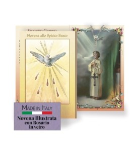 Opuscolo di 24 pagine con la novena allo Spirito Santo, illustrazioni a colori e rosario in vetro incluso