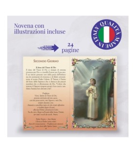 Opuscolo di 24 pagine con la novena allo Spirito Santo, illustrazioni a colori e rosario in vetro incluso