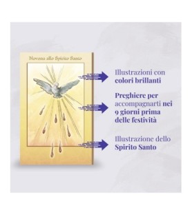 Opuscolo di 24 pagine con la novena allo Spirito Santo, illustrazioni a colori e rosario in vetro incluso