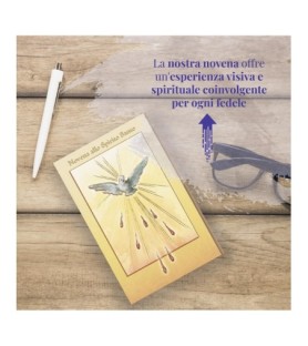 Opuscolo di 24 pagine con la novena allo Spirito Santo, illustrazioni a colori e rosario in vetro incluso