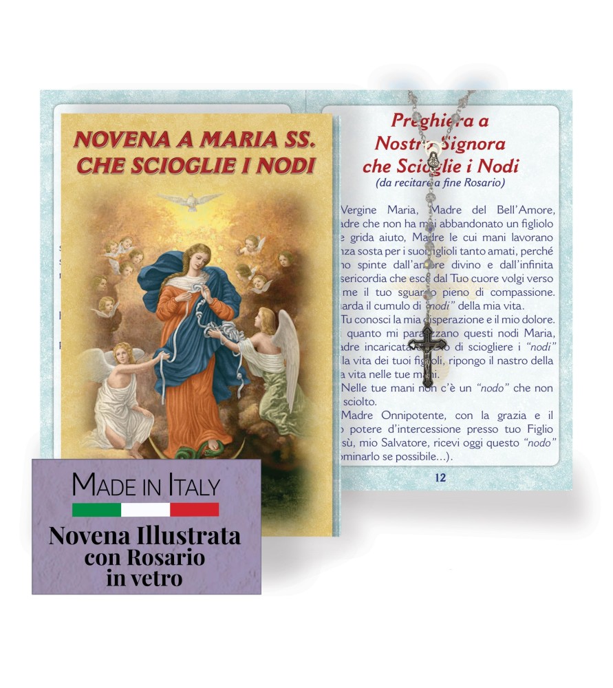 Opuscolo di 16 pagine con la novena alla Madonna che scioglie i nodi, illustrazioni a colori e rosario in vetro incluso Opuscolo di 16 pagine con la novena alla Madonna che scioglie i nodi, illustrazioni a colori e rosario in vetro incluso