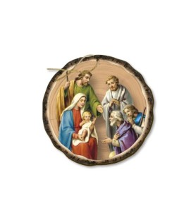 Decorazioni natalizie assortite stampate direttamente su legno con Natività tradizionale -Formato 9 x 9 Cm