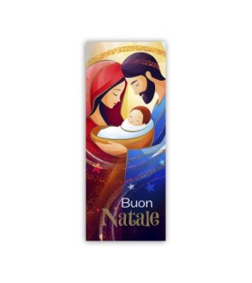 Pacchetto da 100 segnalibri natalizi con Sacra Famiglia in versione contemporanea -Formato 6 x 15 Cm