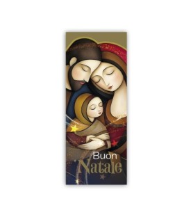 Pacchetto da 100 segnalibri natalizi con Sacra Famiglia in versione contemporanea -Formato 6 x 15 Cm
