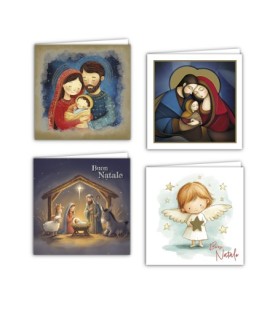Confezione da 12Biglietti augurali assortiti in oro digitale con busta in carta riciclata kraft -Formato 15 x 15 Cm