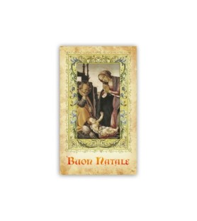 Pacchetto da 100 copie dell'immaginetta Sacra Famiglia classica con oro a caldo -Formato 7 x 12 Cm