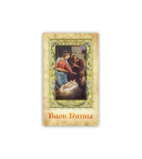 Pacchetto da 100 copie dell'immaginetta Sacra Famiglia classica con oro a caldo -Formato 7 x 12 Cm