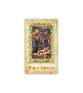 Pacchetto da 100 copie dell'immaginetta Sacra Famiglia classica con oro a caldo -Formato 7 x 12 Cm