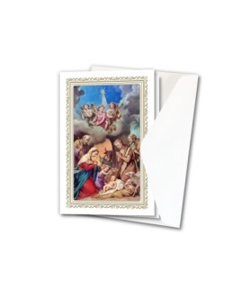 Assortimento di 12 biglietti in cartoncino con oro a caldo raffigurante la Sacra Famiglia  -Formato 10 x 15 Cm