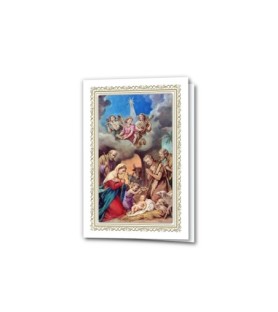 Assortimento di 12 biglietti in cartoncino con oro a caldo raffigurante la Sacra Famiglia  -Formato 10 x 15 Cm