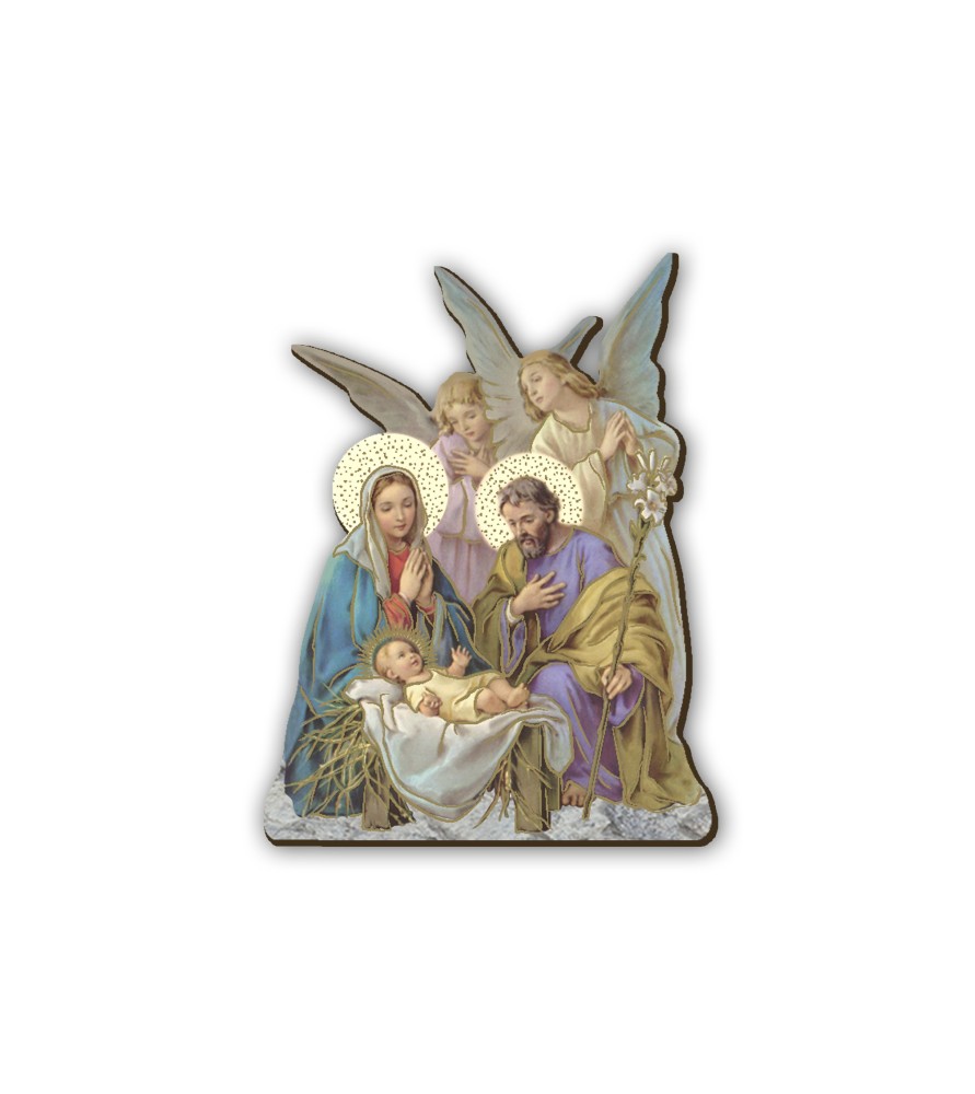 Magnete sagomato raffigurante la Sacra Famiglia della serie Messias -Formato 4 x 6 x 1 Cm