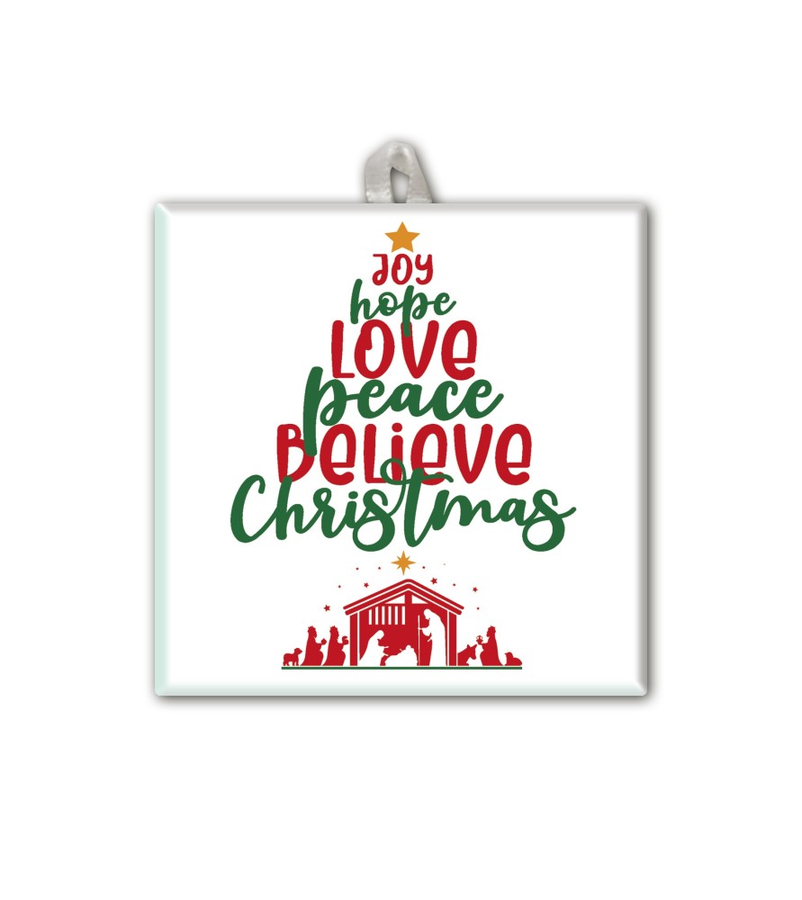 Piastrella con albero e script grafico 10 x 10 cm  -Formato 10 x 10 x 0.6 Cm