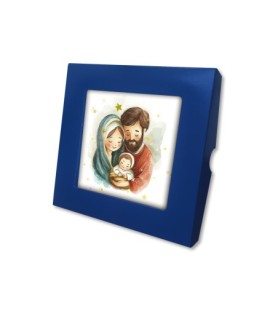 Piastrella con Sacra Famiglia in versione acquerello 10 x 10 cm in scatola regalo -Formato 10 x 10 x 1.8 Cm