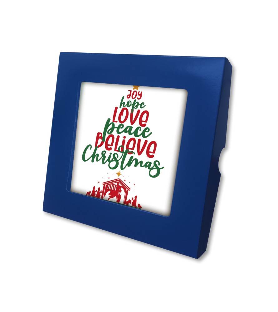 Piastrella con albero e script grafico 10 x 10 cm in scatola regalo -Formato 10 x 10 x 1.8 Cm